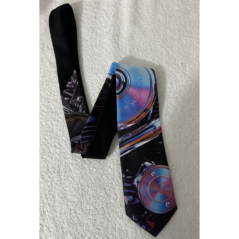 Vtg 1992 Ralph Marlin‎ V2 V-Twin Power Harley Davidson Wil D. West Tie Necktie